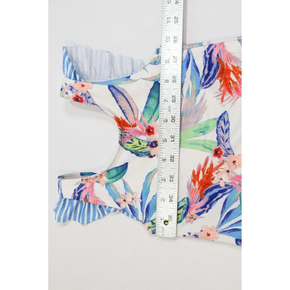 Outdoor Oasis Toddler Girls Tropical Floral Ruffle One Piece Swimsuit Size 4T